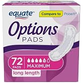Equate Options Women's Incontinence Pads, Maximum Absorbency, Long Length (72 Count) with IncrediShop Bookmark