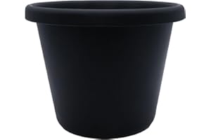 The HC Companies 17 Inch Round Classic Planter - Plastic Plant Pot for Indoor Outdoor Plants Flowers Herbs, Black