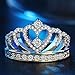 FIVE CENTS Princess Queen Crown Rings Heart Cubic Zirconia Sterling Silver Plated for Women Girl Size 7 Jewelry
