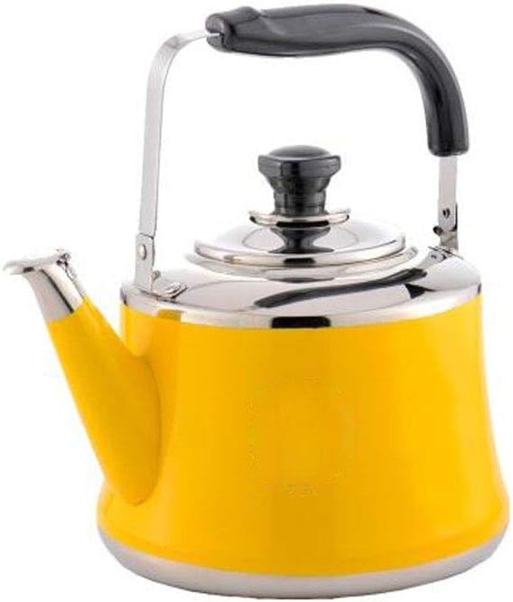 RTOPW Thickened 304 stainless steel kettle, large capacity whistling my fastest boiling, gas, electric, induction stove orange red kettle 3L practical (Color : Yellow)