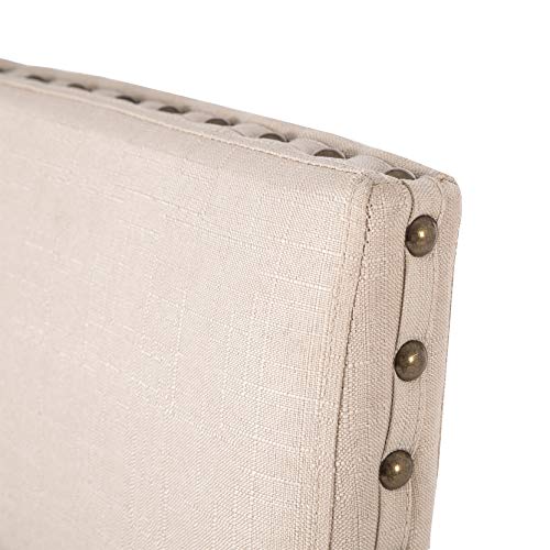GOTMINSI Nailhead 24" Counter Height Stools Upholstered Bar Stools with Solid Wood Legs, Set of 2 (Beige)