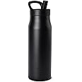 Simple Modern Water Bottle with Push Button Straw Lid | Ceramic-Lined Insulated Stainless Steel | Travel Water Bottles for Gym & Sports | Leak Proof | Mesa Signature Collection | 34oz, Midnight Black