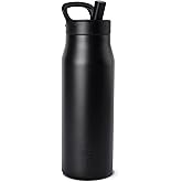 Simple Modern Water Bottle with Push Button Straw Lid | Ceramic-Lined Insulated Stainless Steel | Travel Water Bottles for Gym & Sports | Leak Proof | 34oz, Midnight Black