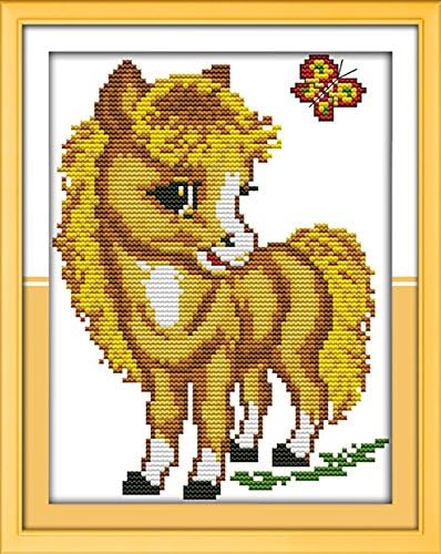 DIY Home Decor Needlepoints Pattern Lovely Horse and Butterfly Stamped Cross Stitch Kits Egypt Cotton Thread Cute Embroidery Kits