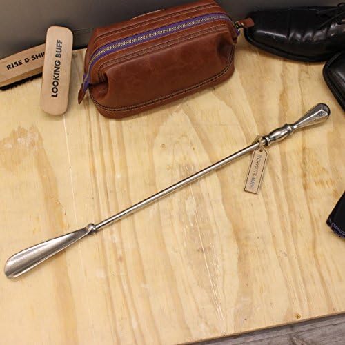 54cm Shoe Horn Antique Style Edwardian Silver Coloured Full Metal Distressed Look