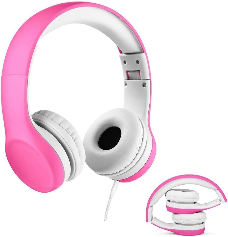 Child Friendly Headphone Connect+ Kids Safety Earphones Premium Volume Limited Wired Headphones with SharePort - Pink