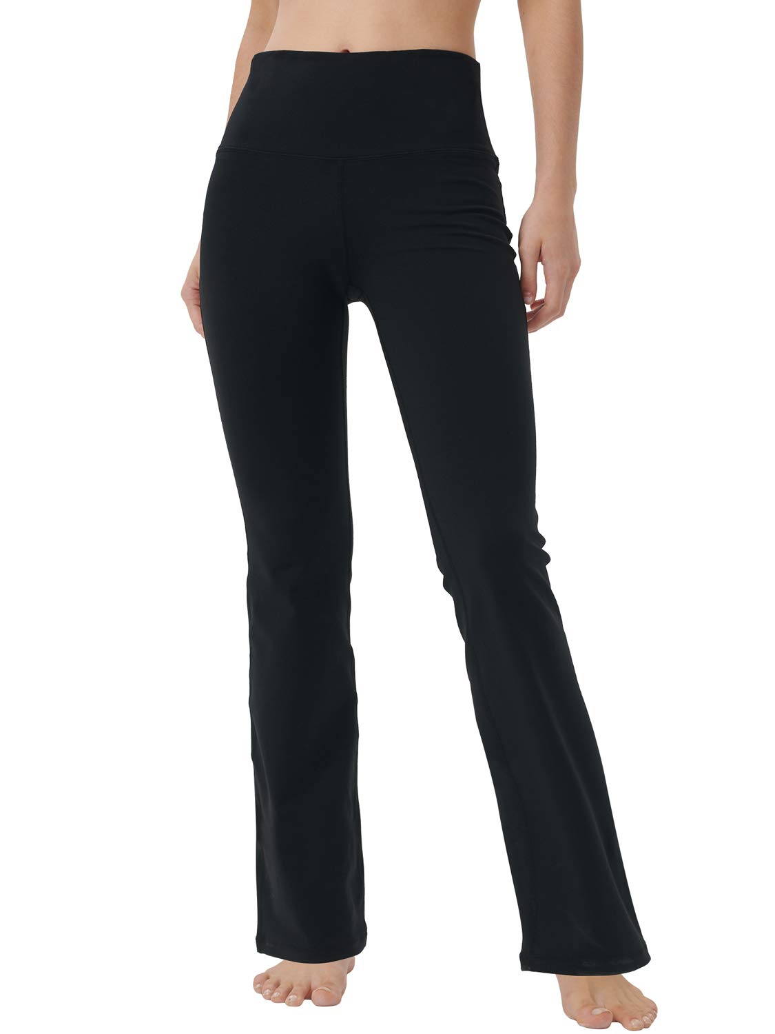 Photo 1 of Knsbk Bootcut Yoga Pants for Women with Hidden Pockets High Waist Workout Pants Tummy Control Dress Bootleg Work Pants(Black,X-Large)