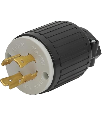Legrand Pass & Seymour L620PCCV3 Locking Plug, 20A 250V, NEMA L6-20P, Black/White, Industrial Grade