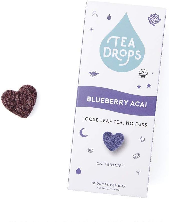 Sweetened Organic Loose Leaf Tea | Instant Blueberry, Acai, White Tea | 10 Handcrafted Best Selling Herbal Tea Drops | Great Gift For Tea Lovers | Delicious Hot or Iced | By Tea Drops