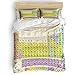 Yogaly Home Bedding Set 4 Pieces King Size for Adults/Teens/Children/Baby Mendeleev's Periodic Table of The Elements Printed Cozy Lightweight Bed Sheets, Duvet Cover, Flat Sheet, Pillow Covers