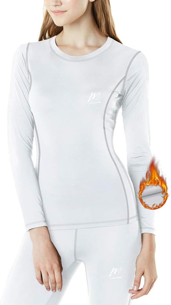 MeetHooThermal Underwear for Women, Winter Warm Base Layer Compression Set, Fleece Lined Long Johns Running Skiing
