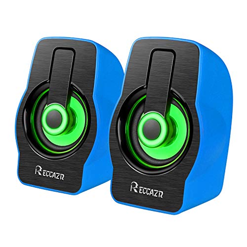 USB Powered Computer Speakers, Reccazr SP2070 Multimedia Stereo Sound Speakers with 7 Colors Breathing Lightin