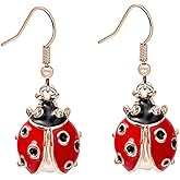 Dainty Red Ladybug Stud Dangle Earrings Cute Animal Black Beetle Bugs Insect Stud Drop earrings for Women