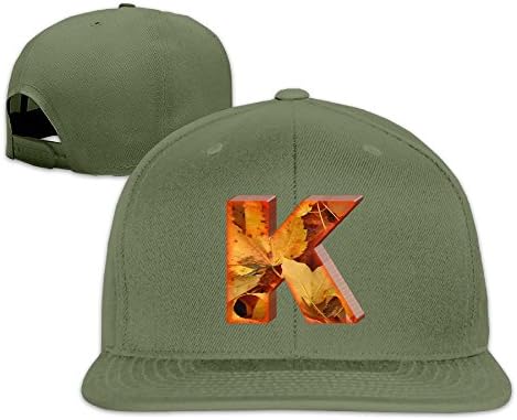 Professional Unisex Snapback Adjustable Truck Cap Sports Travel Hat Natural, Fall Leaves Letter K Baseball Flat Hat