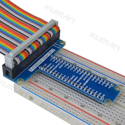Kuman RPi GPIO Breakout Expansion Board + Ribbon Cable for Raspberry Pi 3 2 Model B & B+