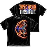 Firefighter T-Shirt Fire Rescue Full Front Maltese Black