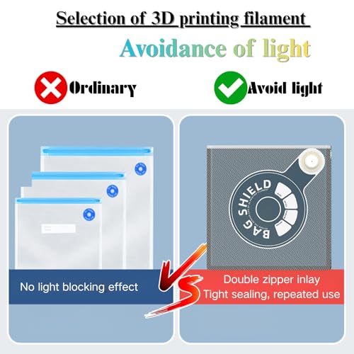 Filament Storage Bags Vacuum Filament Bags PLA Storage 3D Filament Storage Bag for Bambu Lab 3D Filament Vacuum Bags AIR Tight Bags Air Tight Containers Airtight -10 pcs+ Manual Vacuum Pump+2 Clips