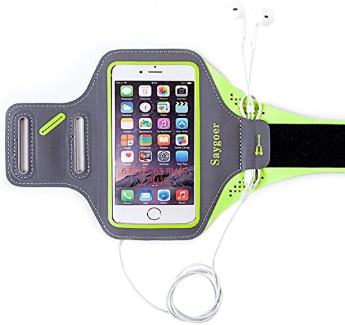 Saygoer Running Armband for iPhone 7 6/6s (4.7 inch), LG Nexus 4, HTC One M7, Huawei Ascend P6 with Key Holder Earphone Velcro Screen Protector, Green