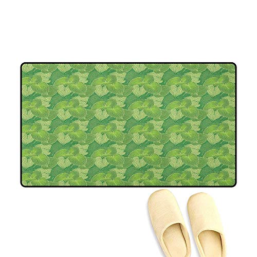 zojihouse Green Door Mat Indoors Abstract Hosta Plants Lush Forest Growth Leaves Ecology Jungle Theme Size:24"x36" Fern Lime and Pale Green - Thumbnail 4