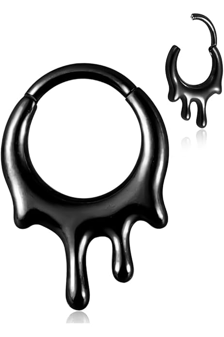 2PCS 14G/16G Septum Ring Hoops - Stainless Steel Hinged Segment Clicker Jewelry For Nose & Ear