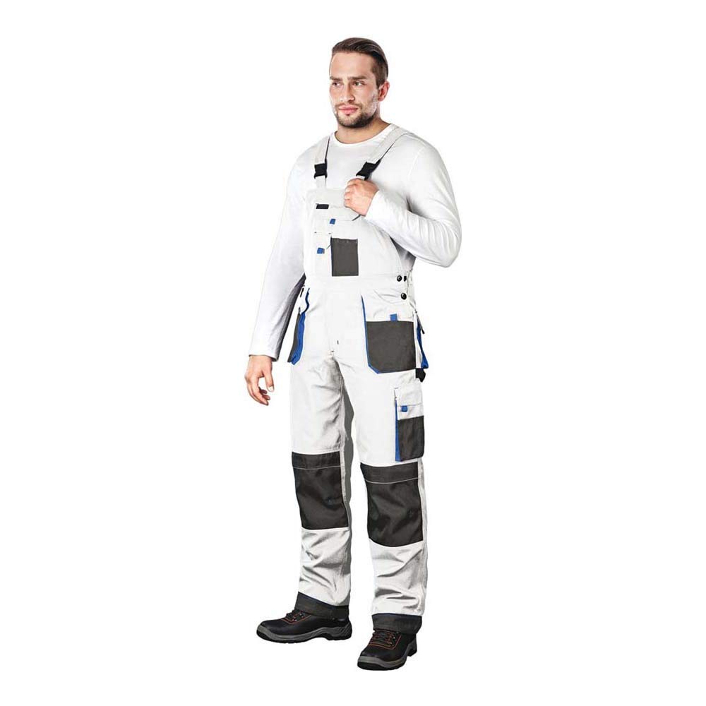 Leber&Hollman LH-FMN-B_WSN58 Formen Protective Bib-Pants, White-Gray-Blue, 58 Size
