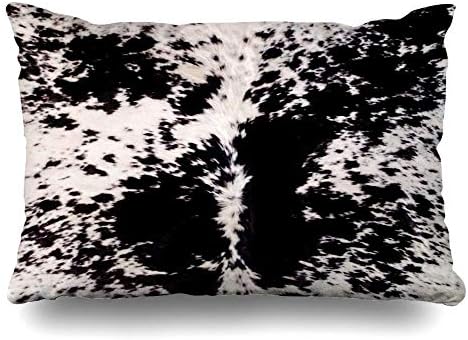 Jxrodekz Throw Pillow Covers Cowhide Black White Cow Hide Faux Pillowslip Queen Size 20"x30" Cushion Cases Pillowcases