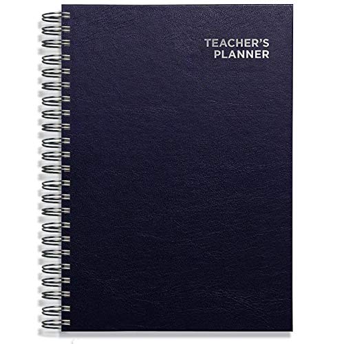 Teacher Planner 2026-2027 A4 size by Pirongs | 6 Lesson Planner for Teachers | Page a day | Undated, Hardback, Wiro-bound Teachers Planner - Navy