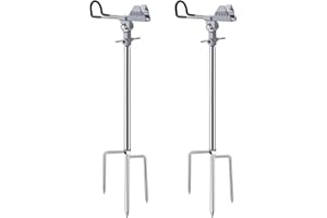 AVCMOTO Fishing Rod Holders, 360 Degree Adjustable Fishing Pole Holders for Ground, Multifunctional Stainless Steel Beach Fishing Rod Holder Fishing Gifts for Men