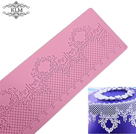 Amazon Co Jp クラウンシュガーレースパッドケーキデコレーションシリコンモールドレース ピンク 長方形 ホーム キッチン