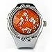 YouYouPifa Round Faceted Crystal Inlay Hunter Case Quartz Finger Ring Watch (Orange)