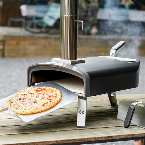 Mimiuo Outdoor Pizza Oven with 33cm Square Pizza Stone Portable Pizza Oven for Charcoal and Firewood