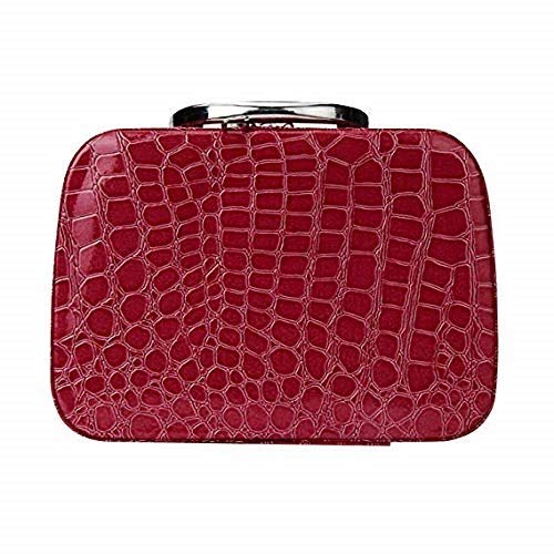 JOMA E-Shop Women Stone Pattern Cosmetic Case Cosmetic Bag Crocodile Effect Vanity Make Up Organiser Bag Box - Makeup/Cosmetic/Nail Polish Storage Case(Red)
