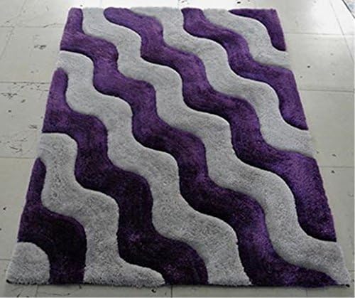 Shag Area Rug Design 3-D 802 (Lilac, 5 Feet X 7 Feet)
