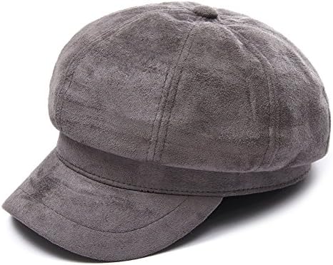 Santiagoana Women Corduroy,Cotton Newsboy Cap Cabbie Painter Beret Cloche Cotton Visor Hats (Grey)