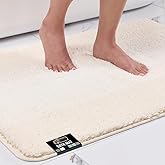 GORILLA GRIP Soft Plush Bathroom Rugs with Textured Rubber Backing, Absorbent Quick Dry Bath Mat, Machine Washable Shower Mats, Home Décor Accessories, Bathmat Rug Floor Essentials, 30 x 18 Ivory