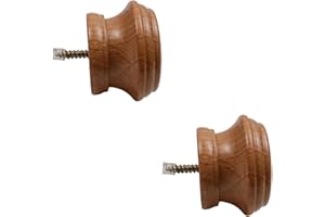 Antrader Finials for Curtain Rods,Wood Curtain Rod Finial,Wood Color,Pack of 2
