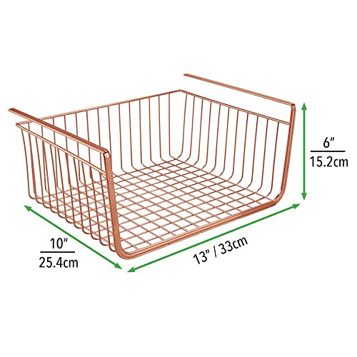 mDesign Household Metal Under Shelf Hanging Storage Bin Basket with