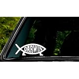 Apex Imports Darwin Fish Sign Decal Sticker Evolution Laptop Vinyl Decal White Decal 5"