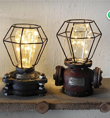 Mechanical Parts Retro Water Pipe Star Light Featured Creative Resume Night Light Gift Desktop Decoration Table Lamp Lighting 2 Pcs