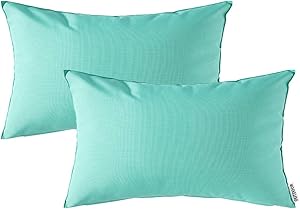 MIULEE Pack of 2 Decorative Outdoor Waterproof Pillow Covers Garden Cushion Sham Throw Pillowcase Shell for Patio Tent Couch 12x20 Inch Light Green