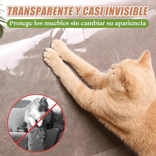 Cat Sofa Scratch Protector, 20 cm x 3 m – Sofa Protector for Cats Scratches, Sofa Protector for Cats, Dog Scratches Door Protector with 10 Nails and Scraper, Transparent Film Self-adhesive