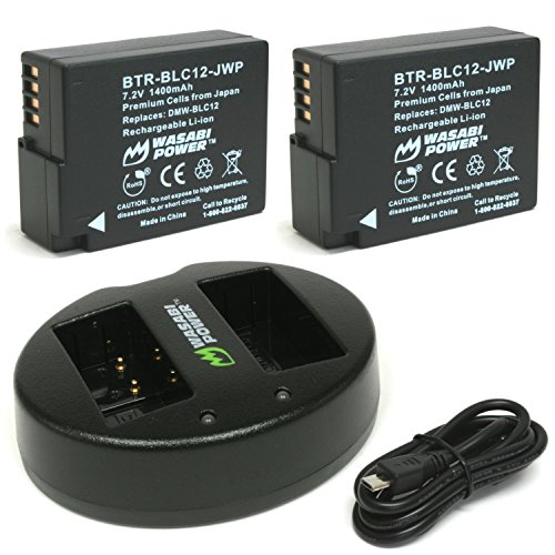 Wasabi Power Battery (2-Pack) and Dual USB Charger for Panasonic DMW-BLC12, DMW-BLC12PP, DE-A79, DE-A79B Wasabi Power Battery (2-Pack) and Dual USB Charger for Panasonic DMW-BLC12, DMW-BLC12PP, DE-A79, DE-A79B