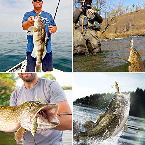 Magreel Leurre Pêche Mer Multi Articulé, Leurre Truite Kit De Pêche Au Leurre à Décélération Lente Pour Truite, Brochet, Perche Et Plus – Lot De 3