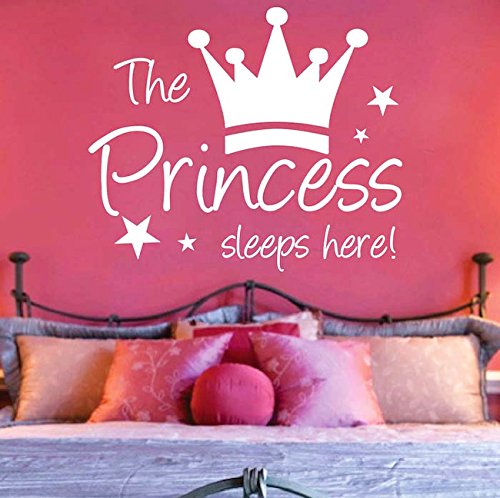 Homefulcomely PVC Wall Stickers English crown PRINCESS SLEEPS stars children's room home decorWallpaper50.8cm x 61cm
