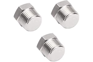 Joywayus 3Pcs Stainless Steel Outer Hex Thread Socket Pipe Plug Fitting 1/2" NPT Male