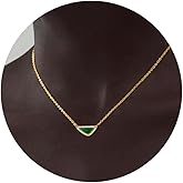 Doreenamoris Gold Necklace for Women 14k Gold Plated Non Tarnish Dainty Gemstone Crystal Triangle Pendant Necklace Choker Necklace Birthday Wedding Every Day Jewelry Gifts for Mother's Day Gifts for Mom