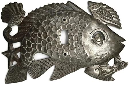 Metal Outlet Light Covers, Sealife, Fish, Haiti, Handmade From Recycle Oil Drum (Switch)