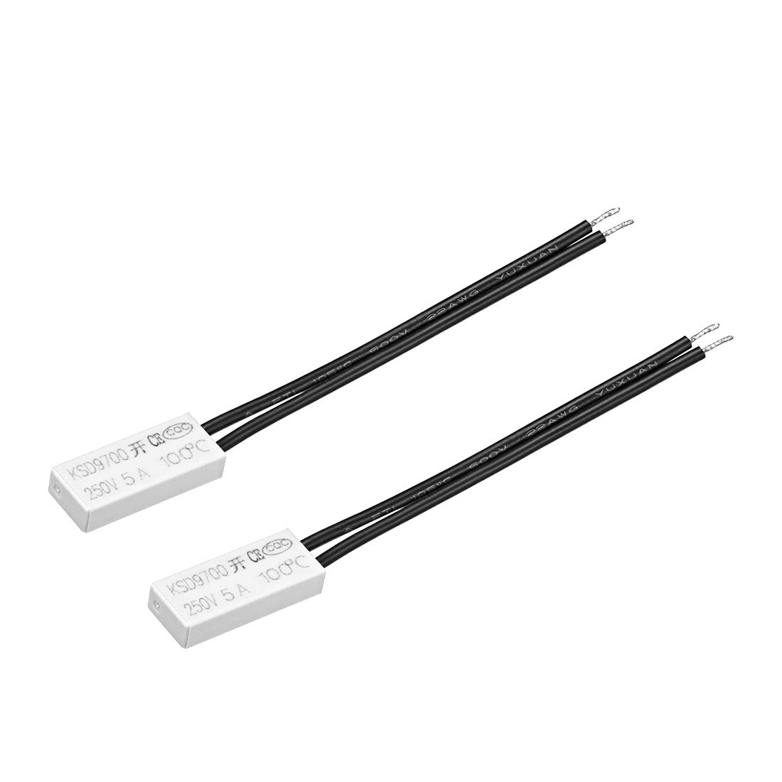 sourcing map KSD9700 Thermostat, 100℃ Normally Open Temperature Switch, N.O 5A Thermal Switch Temperature Controller 2pcs