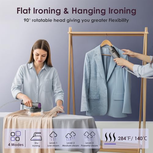 VIWAVE Clothes Steamer Handheld,100-240V Dual Voltage Travel Steamer for Clothes,2-in-1 Steam Iron with 4 Modes & LED Display,1200W Garment Steamer Clothing,Portable Steamer for Global Travel & Home