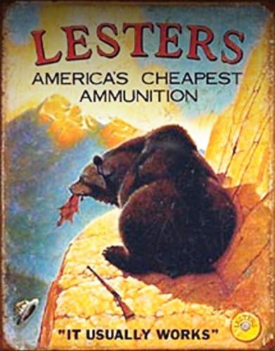 Amazon Com Lester S Cheap Ammo It Usually Works Tin Sign Metal